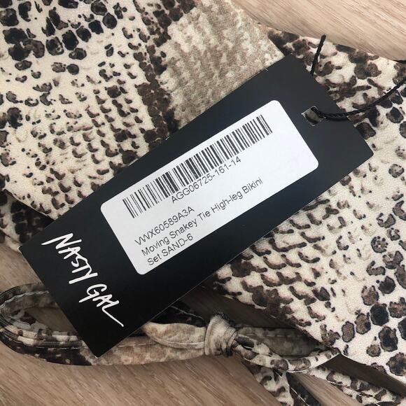 NWT Nasty Gal Moving Snakey snake print strappy bikini set US 2 - Picture 5 of 5